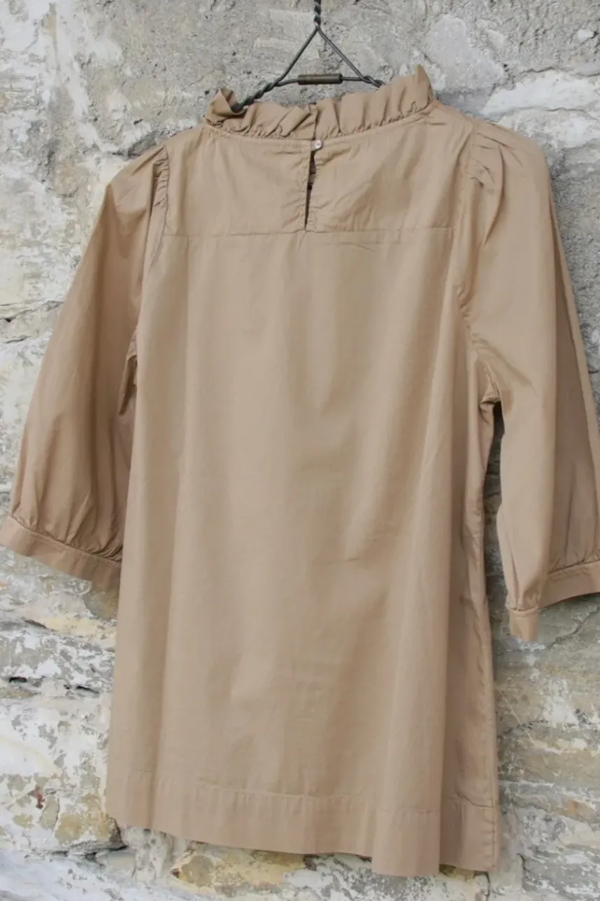 by basics Bluse 13005 in desert/caramel mit Puffärmeln - Baumwolle & Elasthan