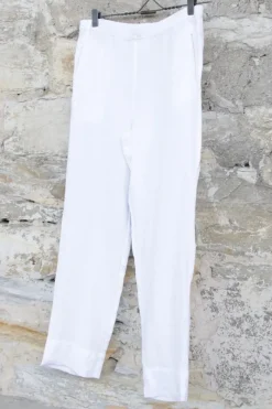by basics Hose im klassischen Schnitt 12013 in weiß - reines Leinen