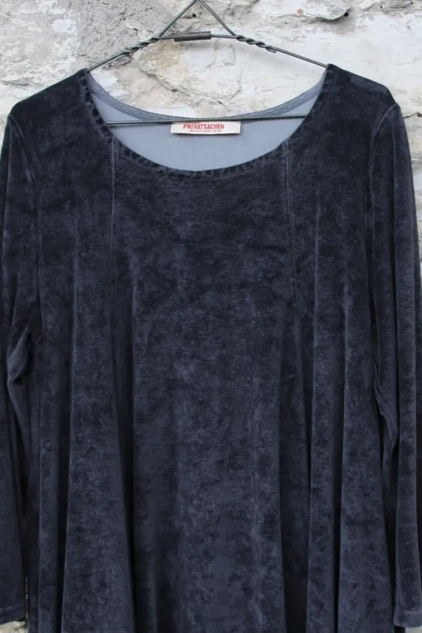 cocon commerz Privatsachen Shirt SAMTHUMOR in dunkelblau - Samt aus Lyocell Tencel
