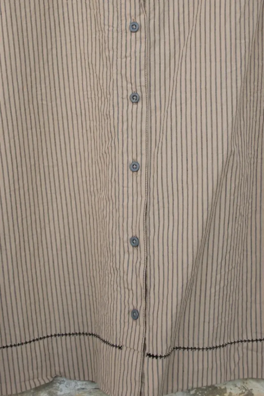 Ewa i Walla Bluse 44869 HERA in beige mit schwarzen Streifen - reine Knitterbaumwolle