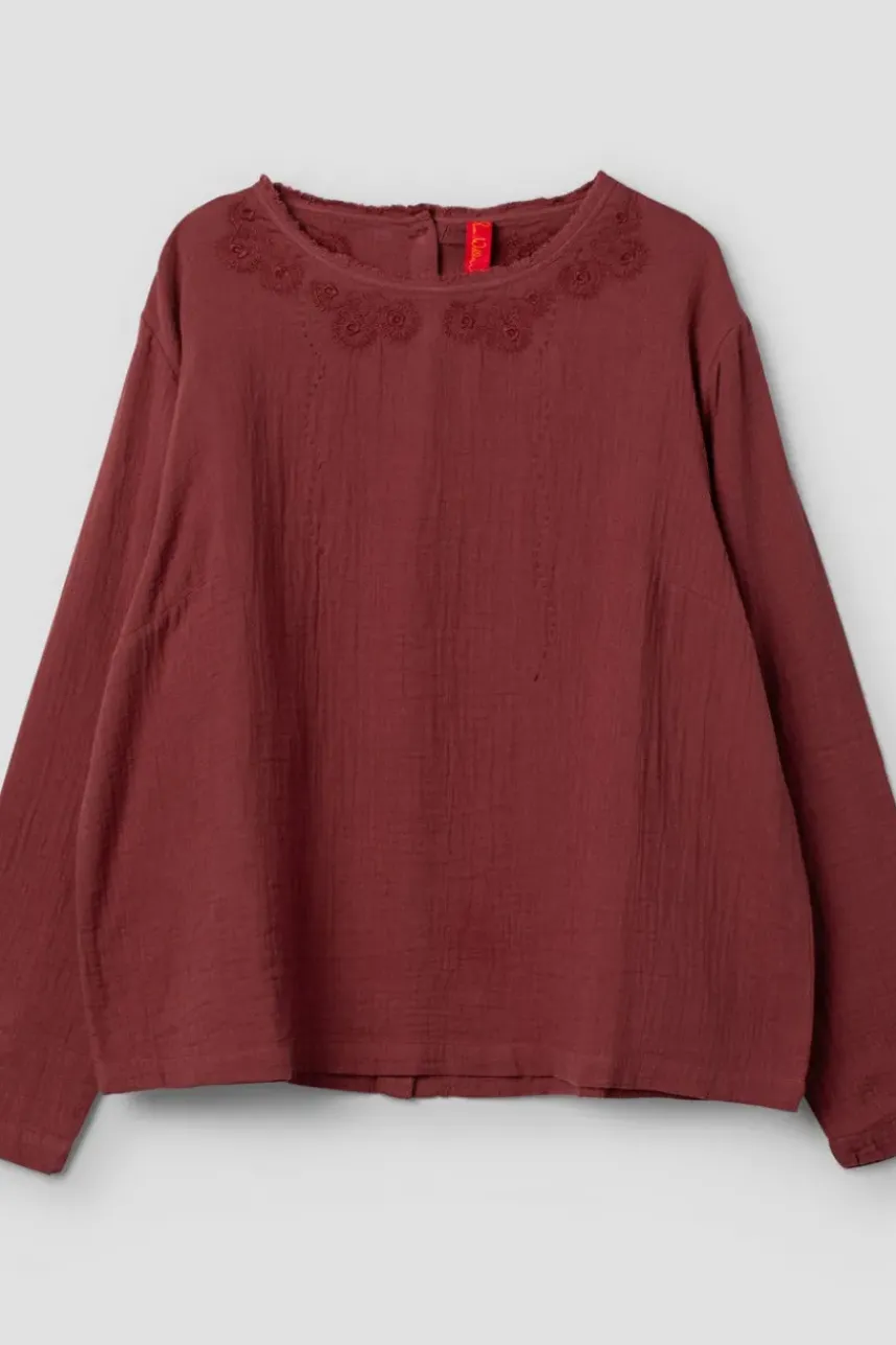 *Ewa i Walla Bluse 44102 JOAN in burgunder rot (burgundy) - softe Winterbaumwolle