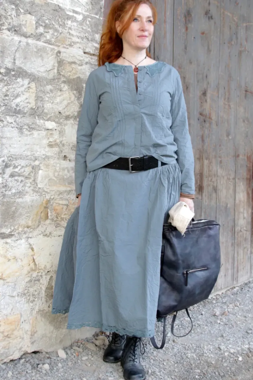 *Ewa i Walla Bluse 44107 LOIS in blau grau (storm blue) - reine Knitterbaumwolle