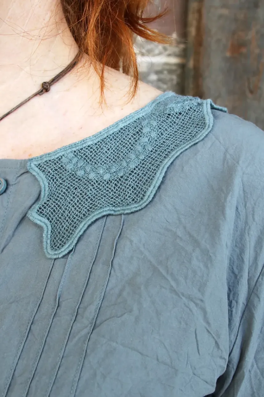 *Ewa i Walla Bluse 44107 LOIS in blau grau (storm blue) - reine Knitterbaumwolle