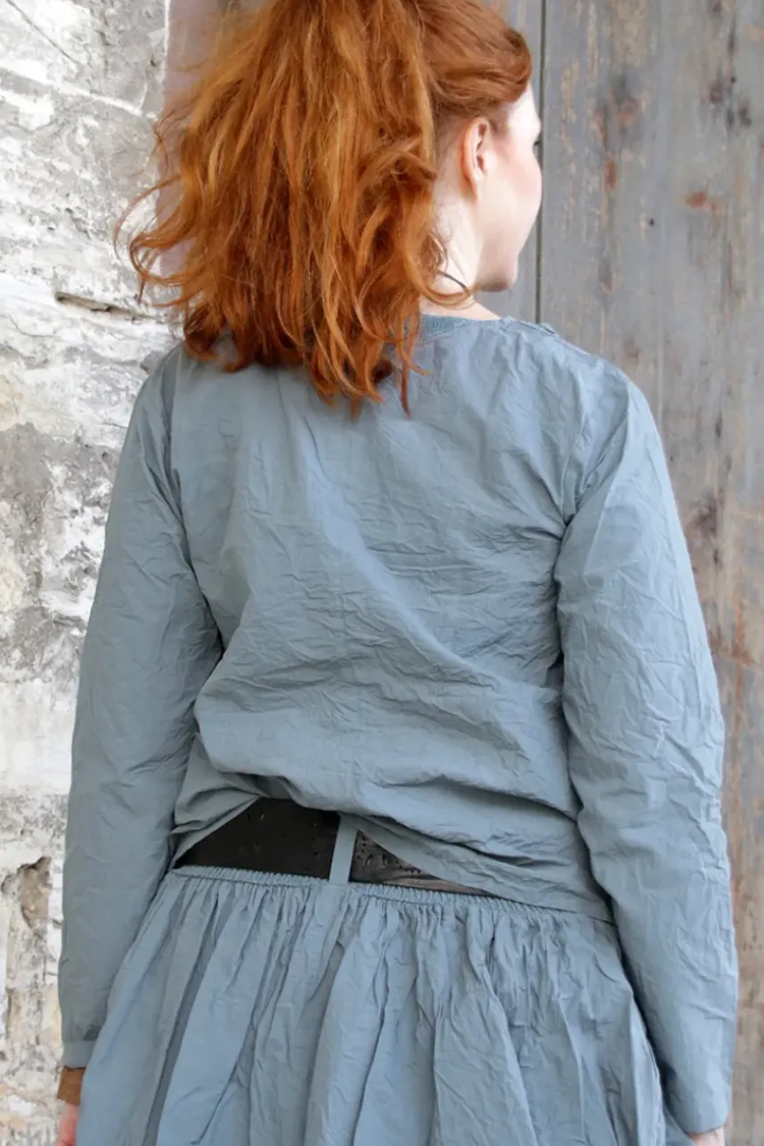 *Ewa i Walla Bluse 44107 LOIS in blau grau (storm blue) - reine Knitterbaumwolle