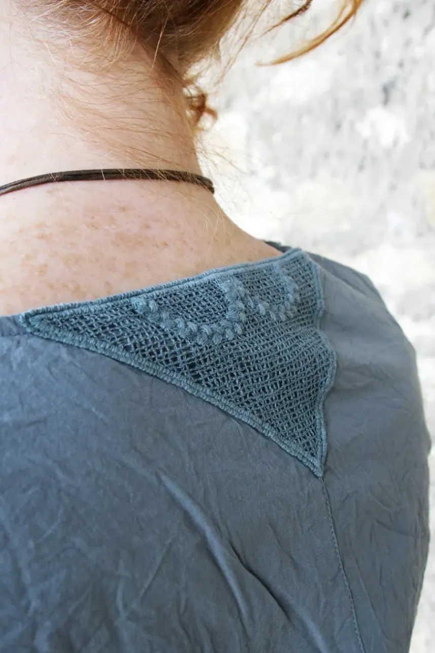 *Ewa i Walla Bluse 44107 LOIS in blau grau (storm blue) - reine Knitterbaumwolle