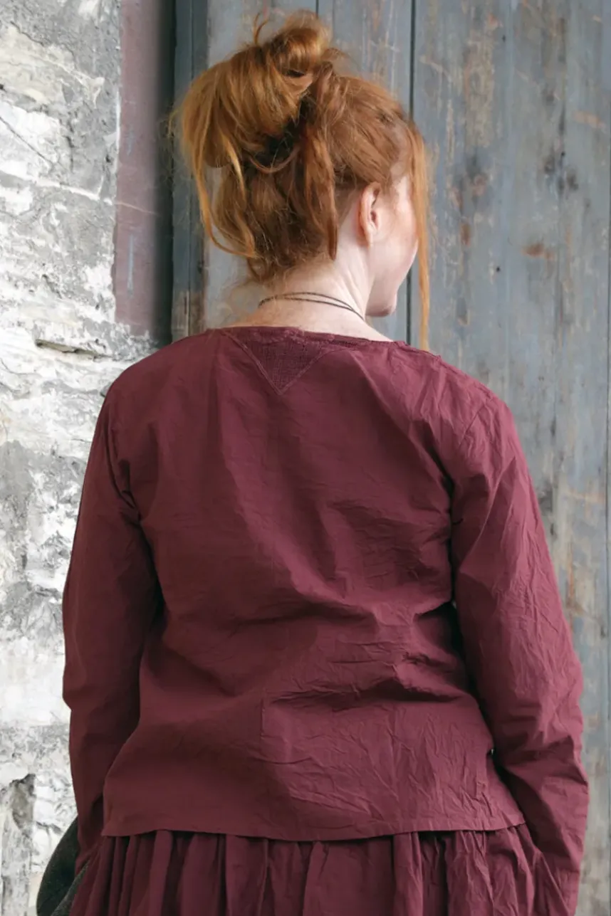 *Ewa i Walla Bluse 44107 LOIS in burgunder rot (burgundy) - reine Knitterbaumwolle