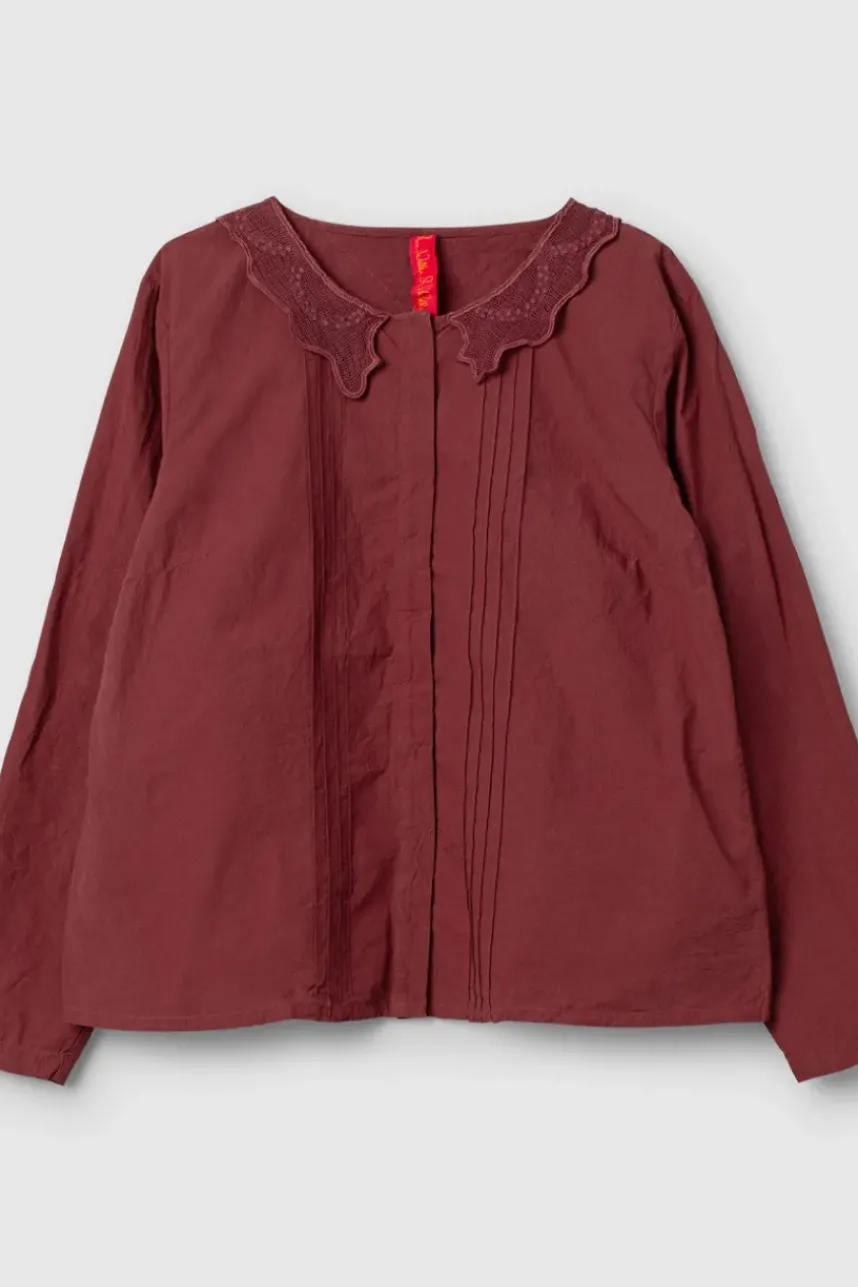 *Ewa i Walla Bluse 44107 LOIS in burgunder rot (burgundy) - reine Knitterbaumwolle