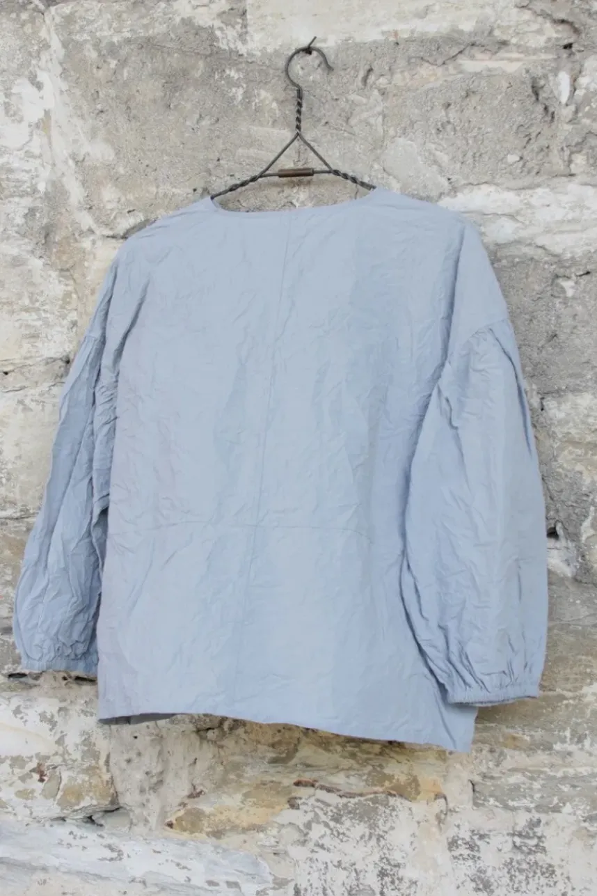 Ewa i Walla Bluse 44904 MOLLY in dove/hellblau - reine Knitterbaumwolle
