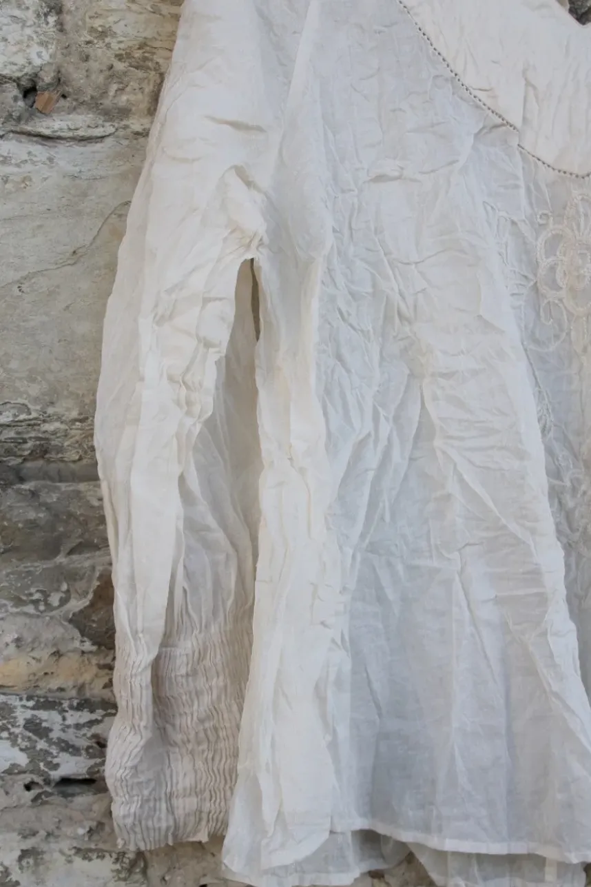Ewa i Walla Bluse 44910 ROSMARI in creme mit Stickereien- reiner, softer Organza
