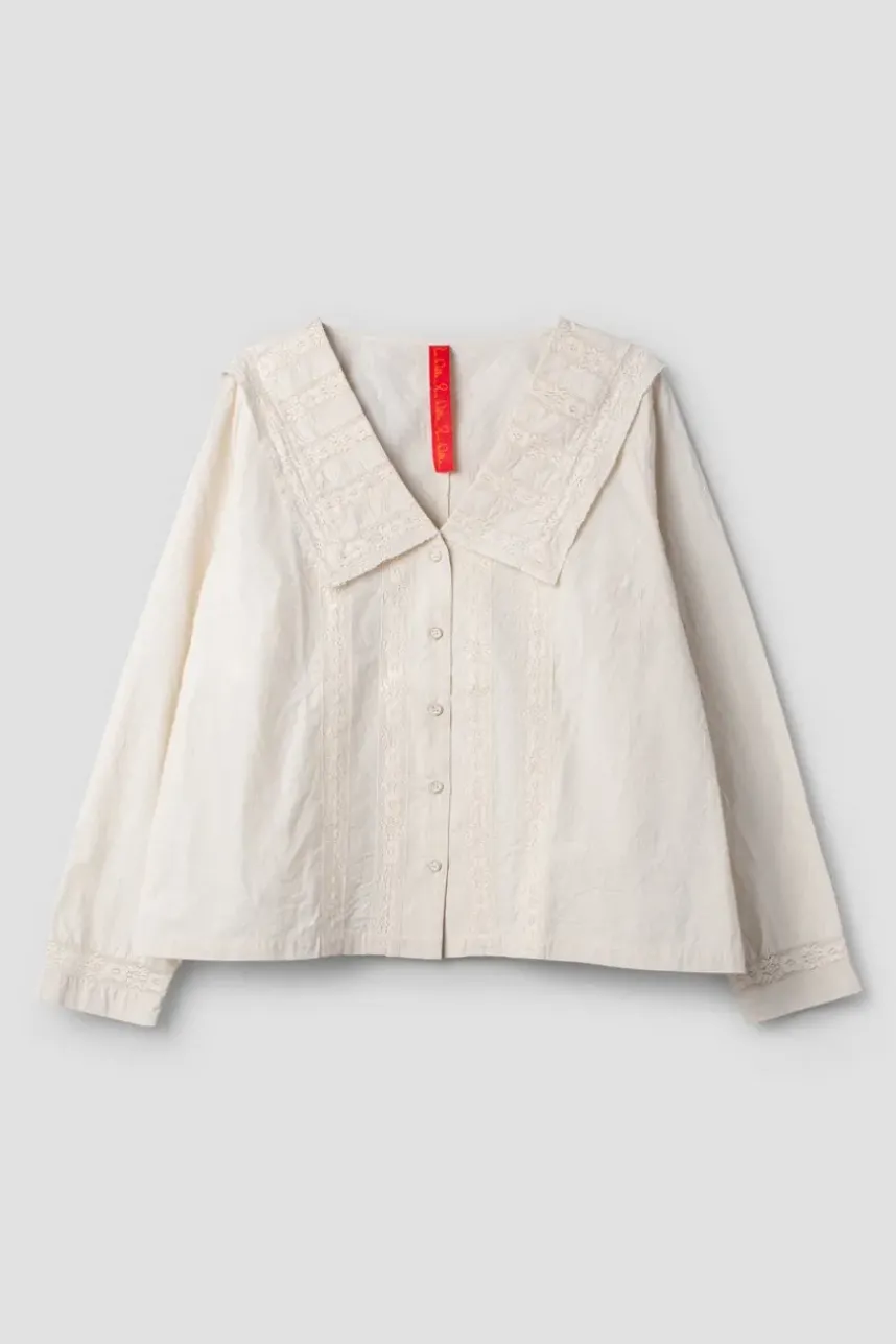 *Ewa i Walla Bluse 44105 VALFRIED in natur (cream) - reine Knitterbaumwolle
