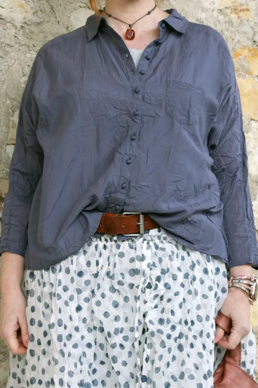 Ewa i Walla Bluse ERIS 44125 in blau (blue) - Sushi Voile aus Baumwolle und Viskose