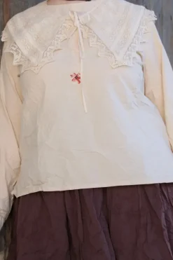 Ewa i Walla Bluse LOLLO 44882 in ivory/beige - reine Baumwolle