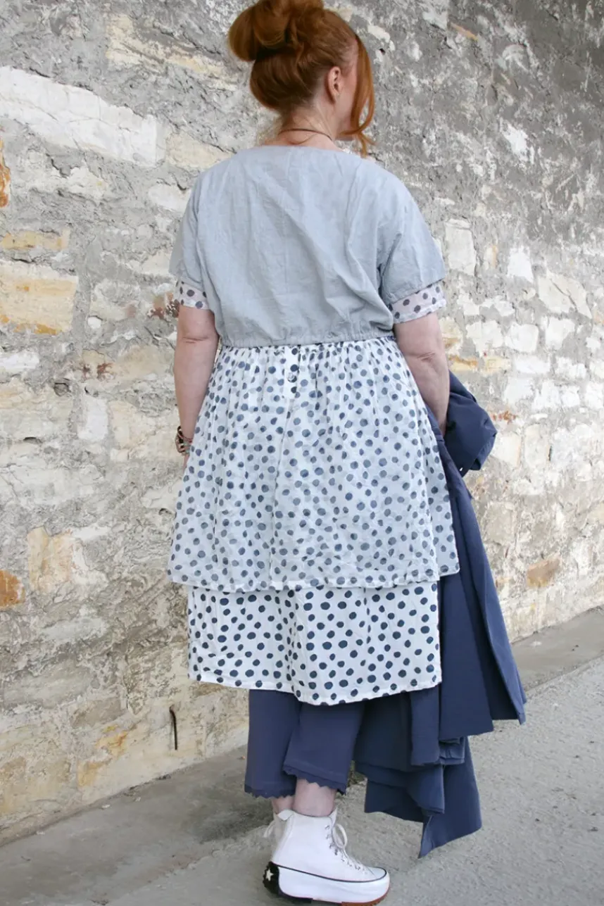Ewa i Walla Bluse LULA 44139 in hellblau zart kariert (original) - Baumwolle mit Leinen