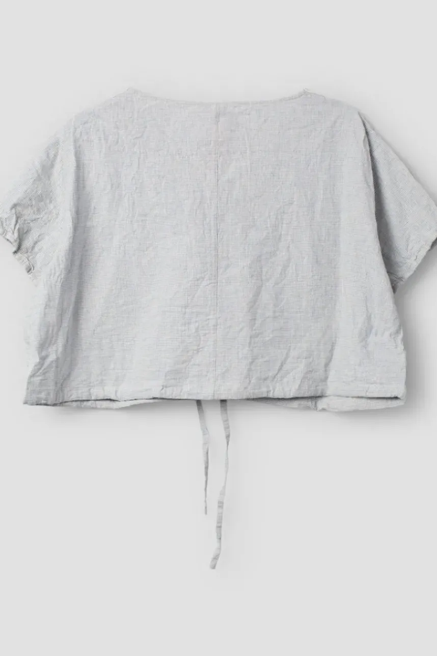 Ewa i Walla Bluse LULA 44139 in hellblau zart kariert (original) - Baumwolle mit Leinen