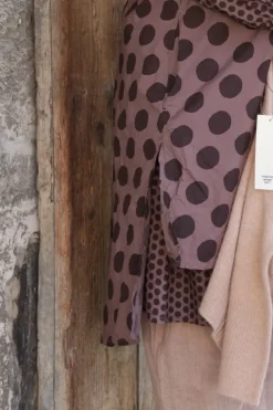 Ewa i Walla Bluse/Tunika 44920 ADITA in rose-violett (dark mauve) mit Punkten - reine Knitterbaumwolle