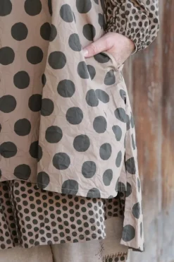 Ewa i Walla Bluse/Tunika 44920 ADITA in nussbraun (walnut) mit Punkten - reine Knitterbaumwolle