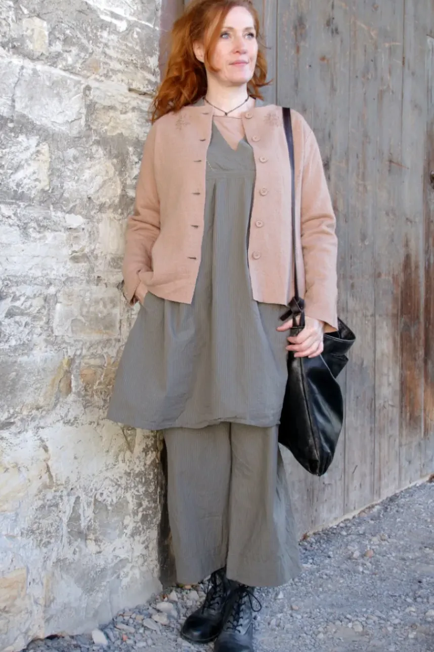 Ewa i Walla Bluse/Tunika 44108 MYRAN in grau rose fein gestreift - reine Knitterbaumwolle