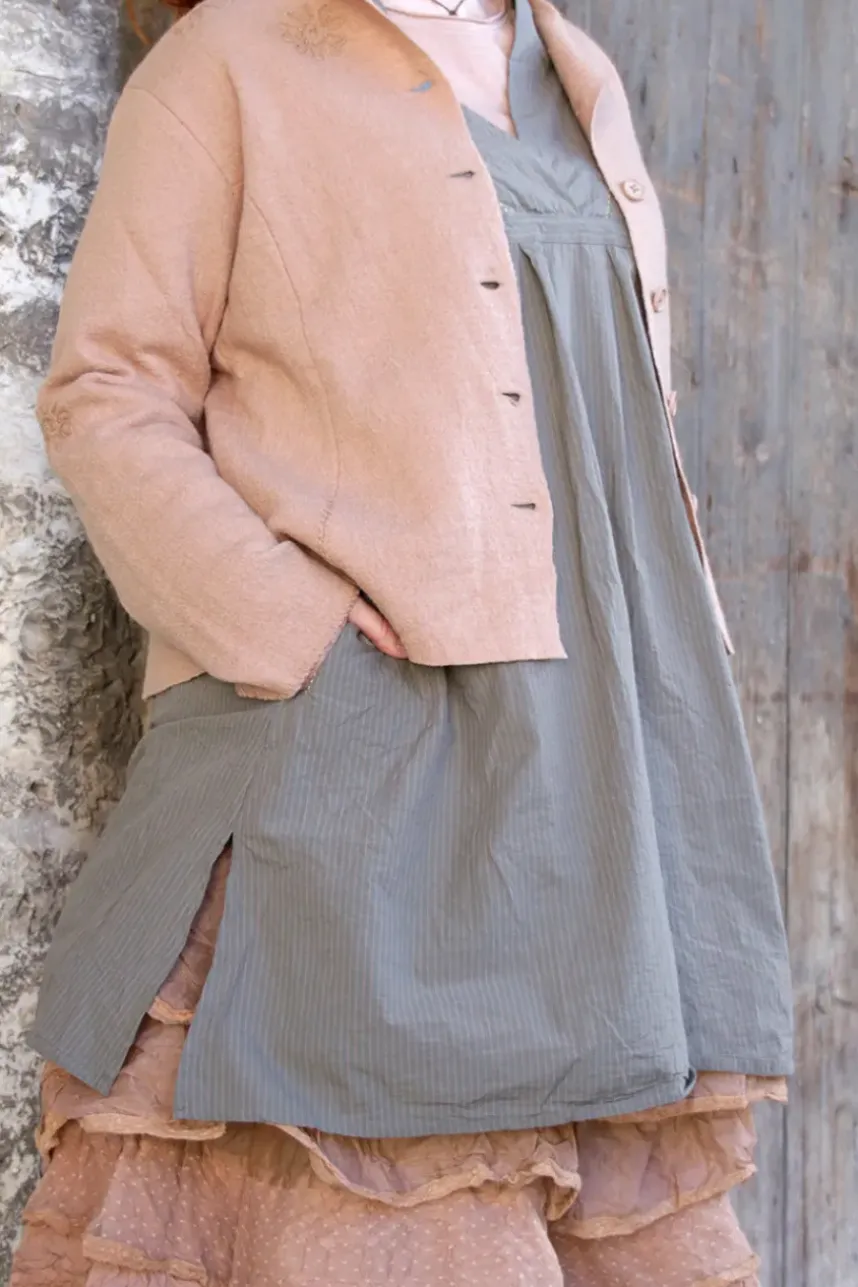 Ewa i Walla Bluse/Tunika 44108 MYRAN in grau rose fein gestreift - reine Knitterbaumwolle
