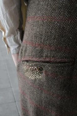 *Ewa i Walla Herren Hose 10002 MANFRED in Fischgrätmuster mit Streifen - reine Schafswolle