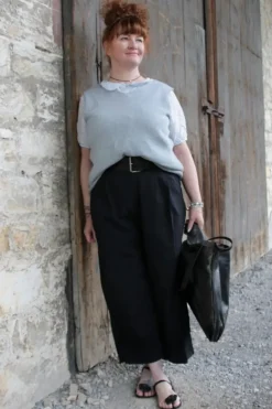 Ewa i Walla Hose 11396 AMINA in schwarz (black) - reine Knitterbaumwolle