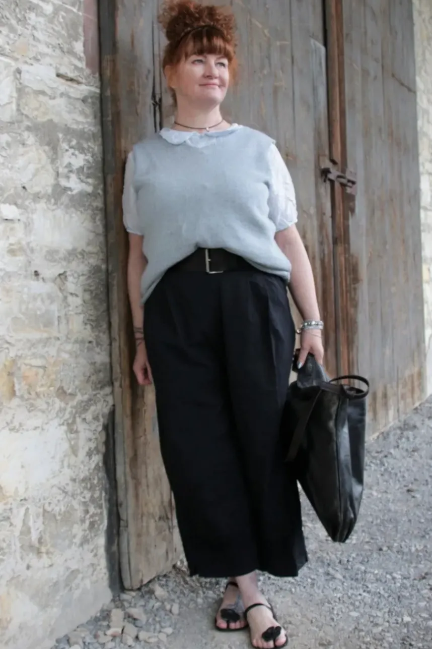 Ewa i Walla Hose 11396 AMINA in schwarz (black) - reine Knitterbaumwolle