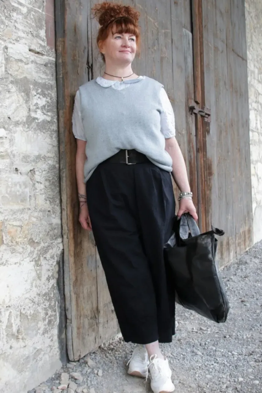 Ewa i Walla Hose 11396 AMINA in schwarz (black) - reine Knitterbaumwolle