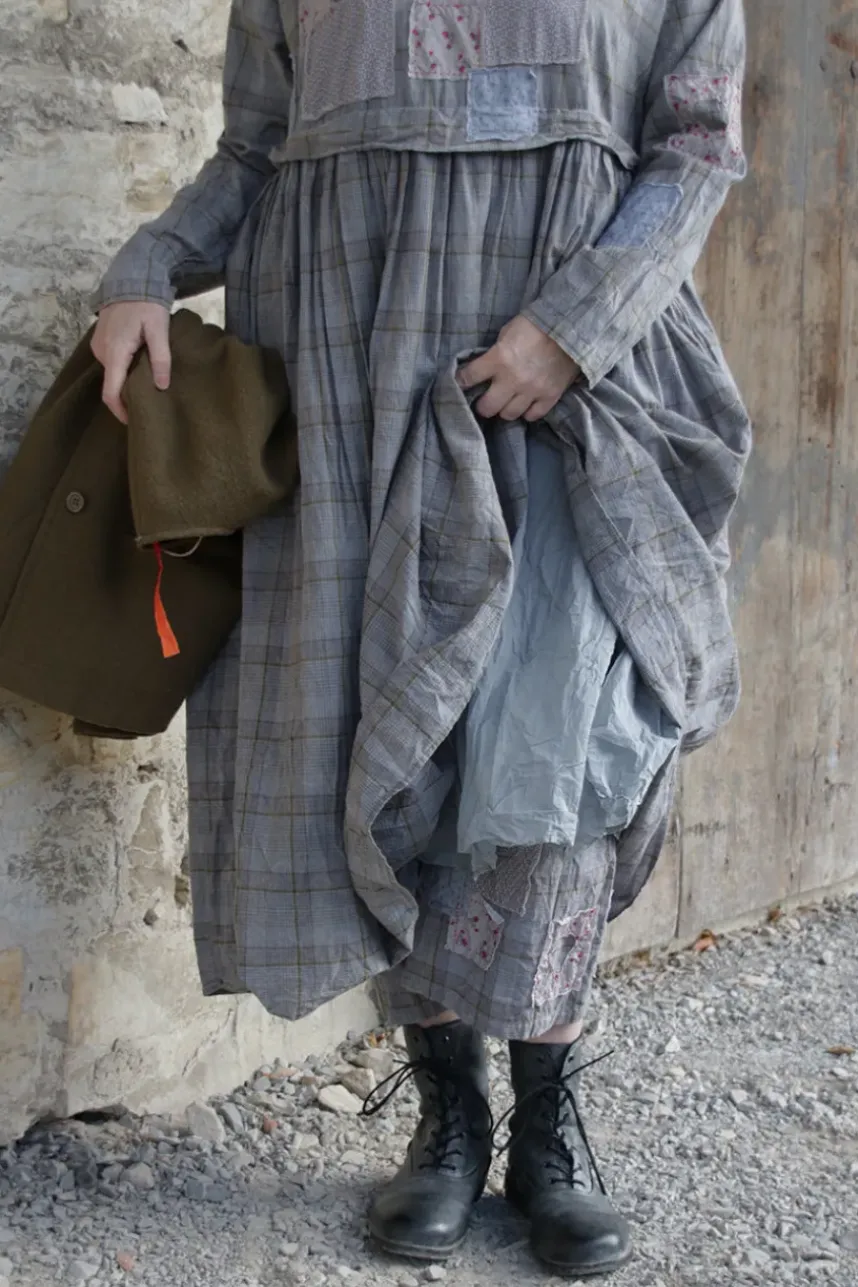 *Ewa i Walla Hose 11411 HENNY in grau oliv kariert - reine Knitterbaumwolle