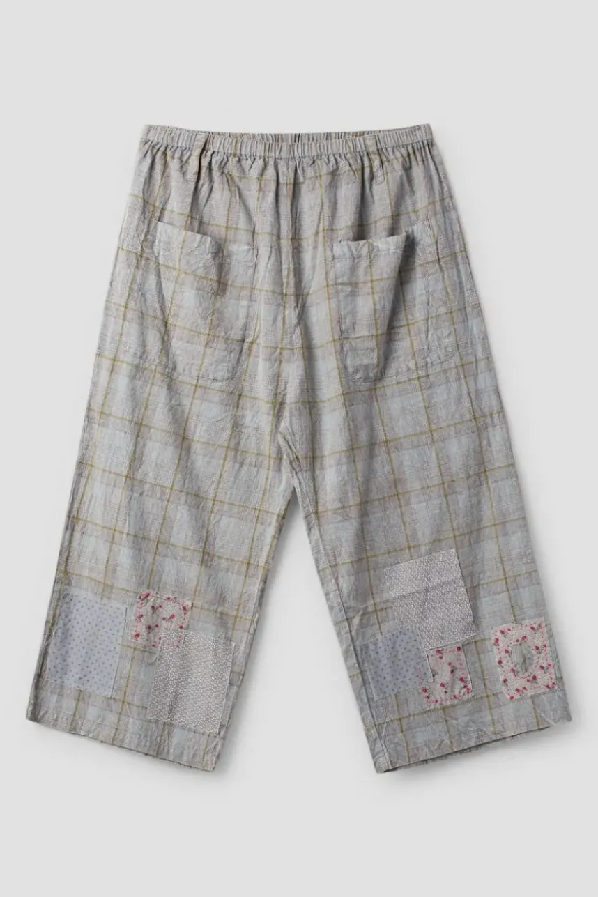 *Ewa i Walla Hose 11411 HENNY in grau oliv kariert - reine Knitterbaumwolle