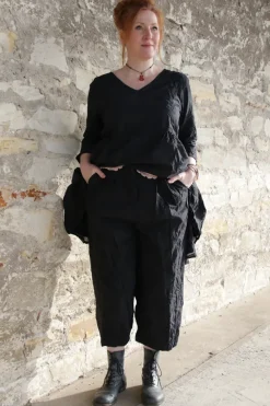 Ewa i Walla Hose BOTVI 11425 in schwarz (black) - reine Knitterbaumwolle