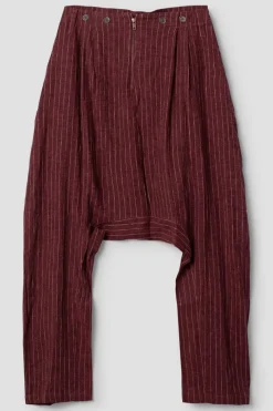 *Ewa i Walla Hose Tiefschritt 11414 MERJA in burgunder rot fein gestreift (burgundy) - softes Leinen
