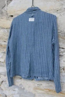 Ewa i Walla Jacke 66294 in jeansblau mit Streifen - reines Leinen