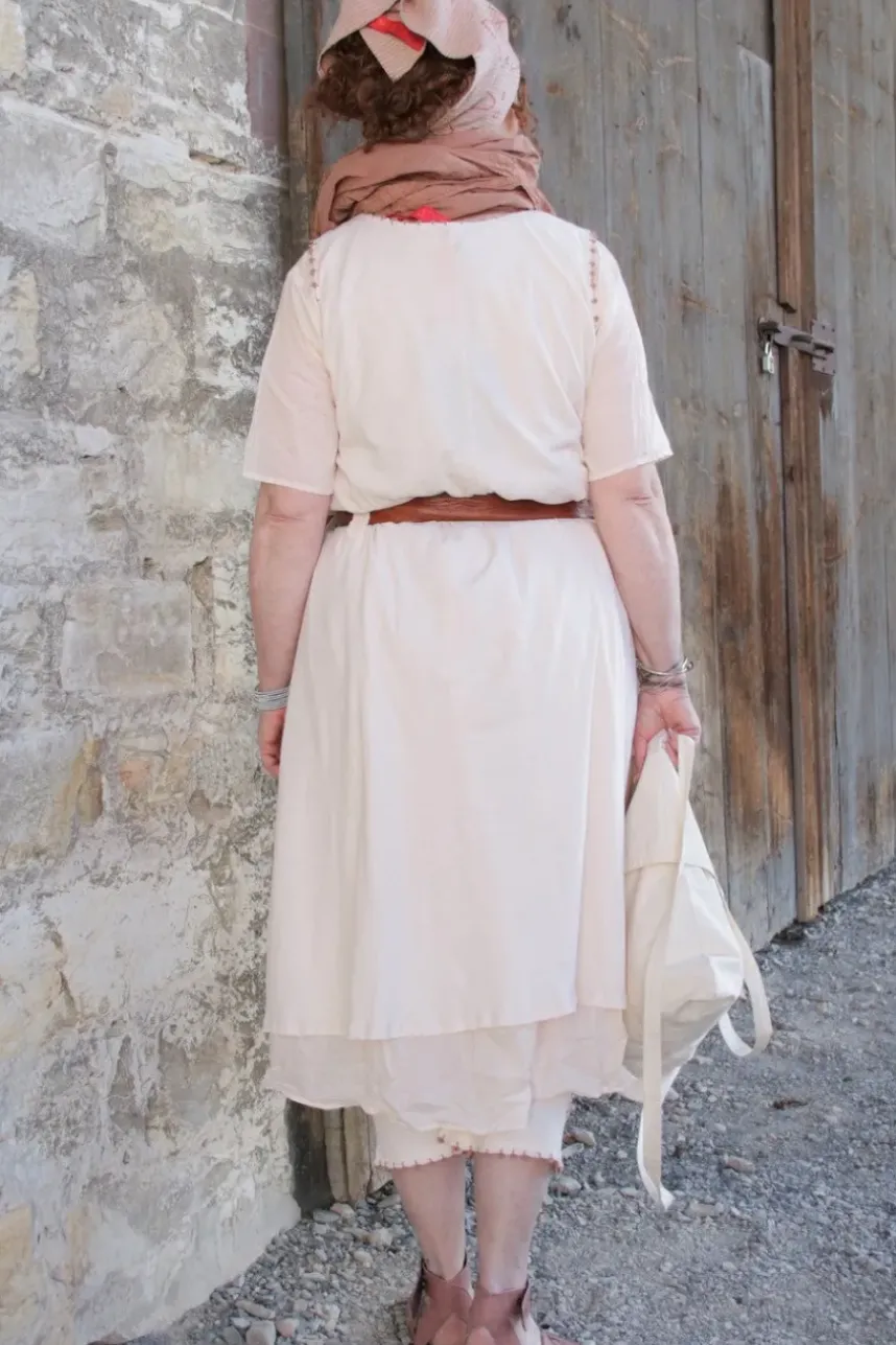 Ewa i Walla Kleid 55802 ALISA in zartrosa mit rostroten PomPoms - gerippter Jersey