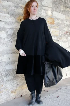 *Ewa i Walla Kleid 55887 ANTONIA in schwarz (black) - softe Wolle & Baumwolle