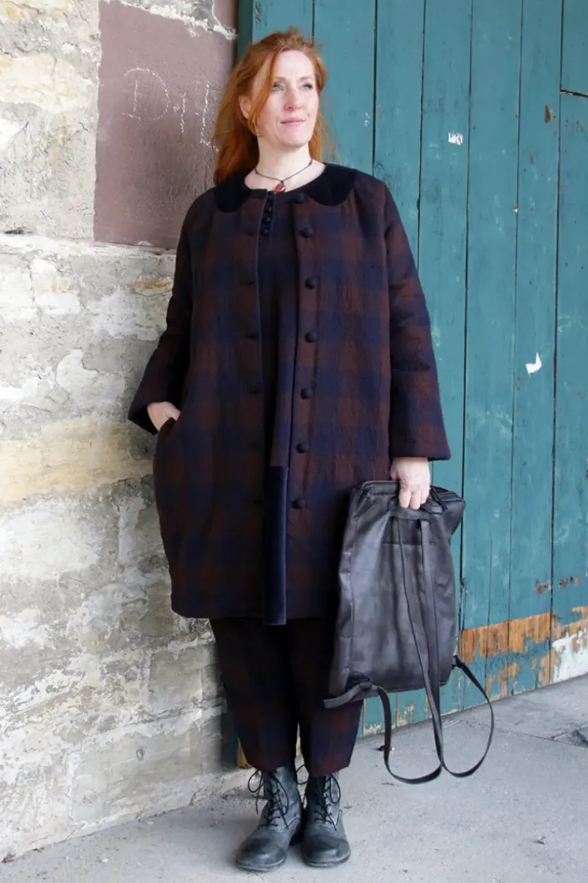 *Ewa i Walla Kleid 55887 ANTONIA in blau burgunder kariert - softe Wolle & Baumwolle