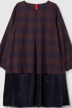*Ewa i Walla Kleid 55887 ANTONIA in blau burgunder kariert - softe Wolle & Baumwolle