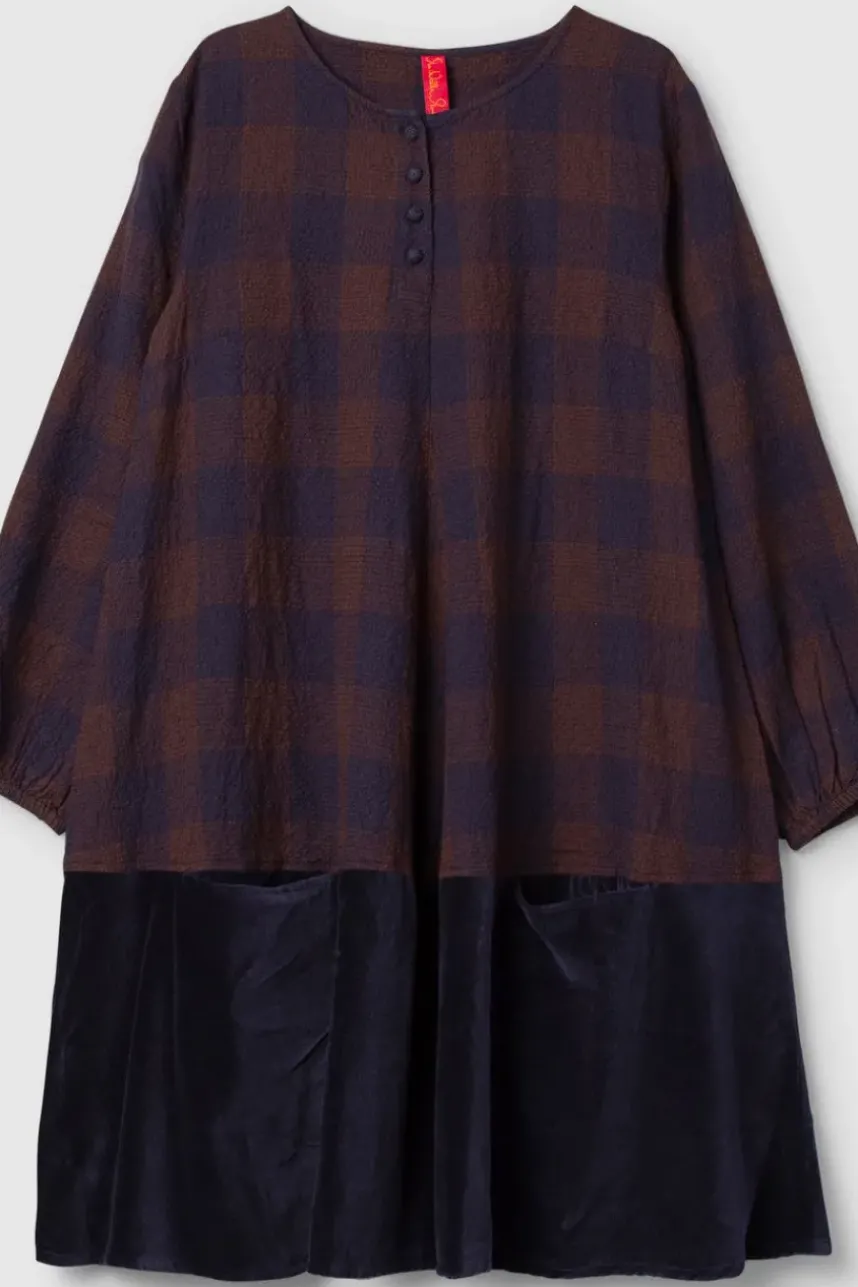 *Ewa i Walla Kleid 55887 ANTONIA in blau burgunder kariert - softe Wolle & Baumwolle