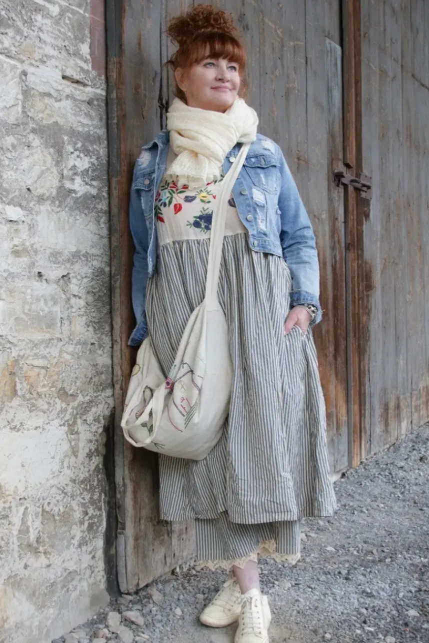 Ewa i Walla Kleid 55843 BEDA im tollen Materialmix (striped cotton) - reine Baumwolle & Voile