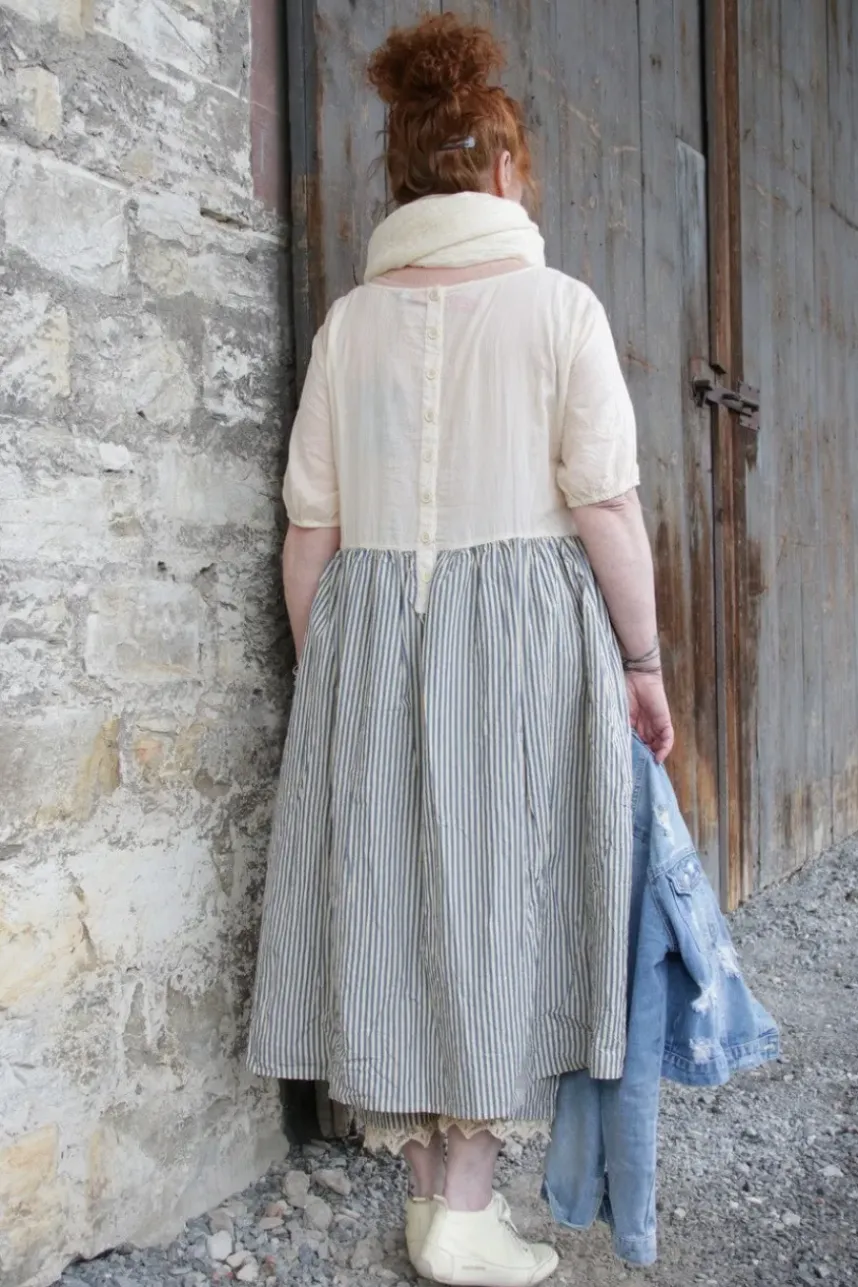 Ewa i Walla Kleid 55843 BEDA im tollen Materialmix (striped cotton) - reine Baumwolle & Voile
