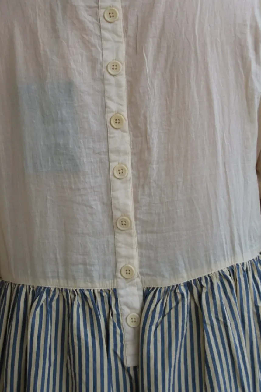 Ewa i Walla Kleid 55843 BEDA im tollen Materialmix (striped cotton) - reine Baumwolle & Voile