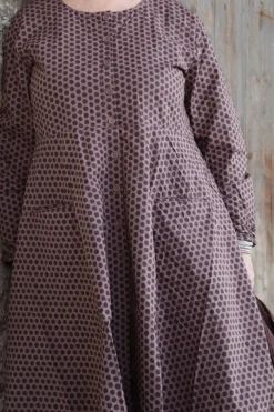 Ewa i Walla Kleid 55807 FILIPPA in rose-violett mit Punkten (dark mauve) - reine Knitterbaumwolle