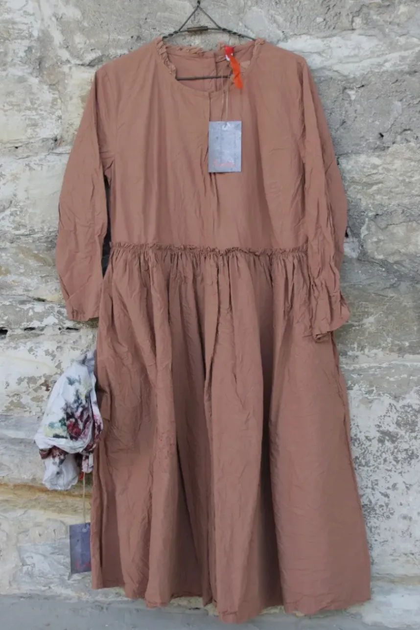 Ewa i Walla Kleid 55798 FIONA in rostrot (marsala) - reine Knitterbaumwolle