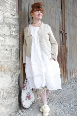 Ewa i Walla Kleid 55841 INGALILL in reinweiss (white) - reine Knitterbaumwolle