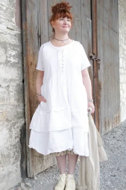 Ewa i Walla Kleid 55841 INGALILL in reinweiss (white) - reine Knitterbaumwolle