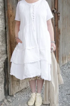 Ewa i Walla Kleid 55841 INGALILL in reinweiss (white) - reine Knitterbaumwolle
