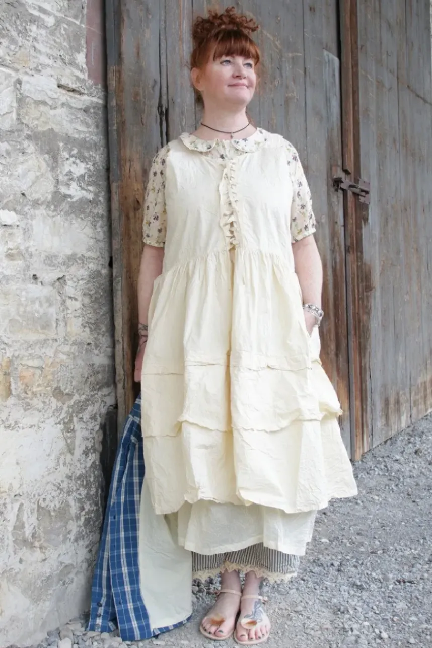 Ewa i Walla Kleid 55841 INGALILL in pastellgelb (vanilla) - reine Knitterbaumwolle