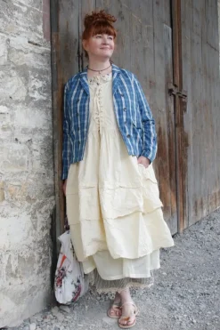 Ewa i Walla Kleid 55841 INGALILL in pastellgelb (vanilla) - reine Knitterbaumwolle