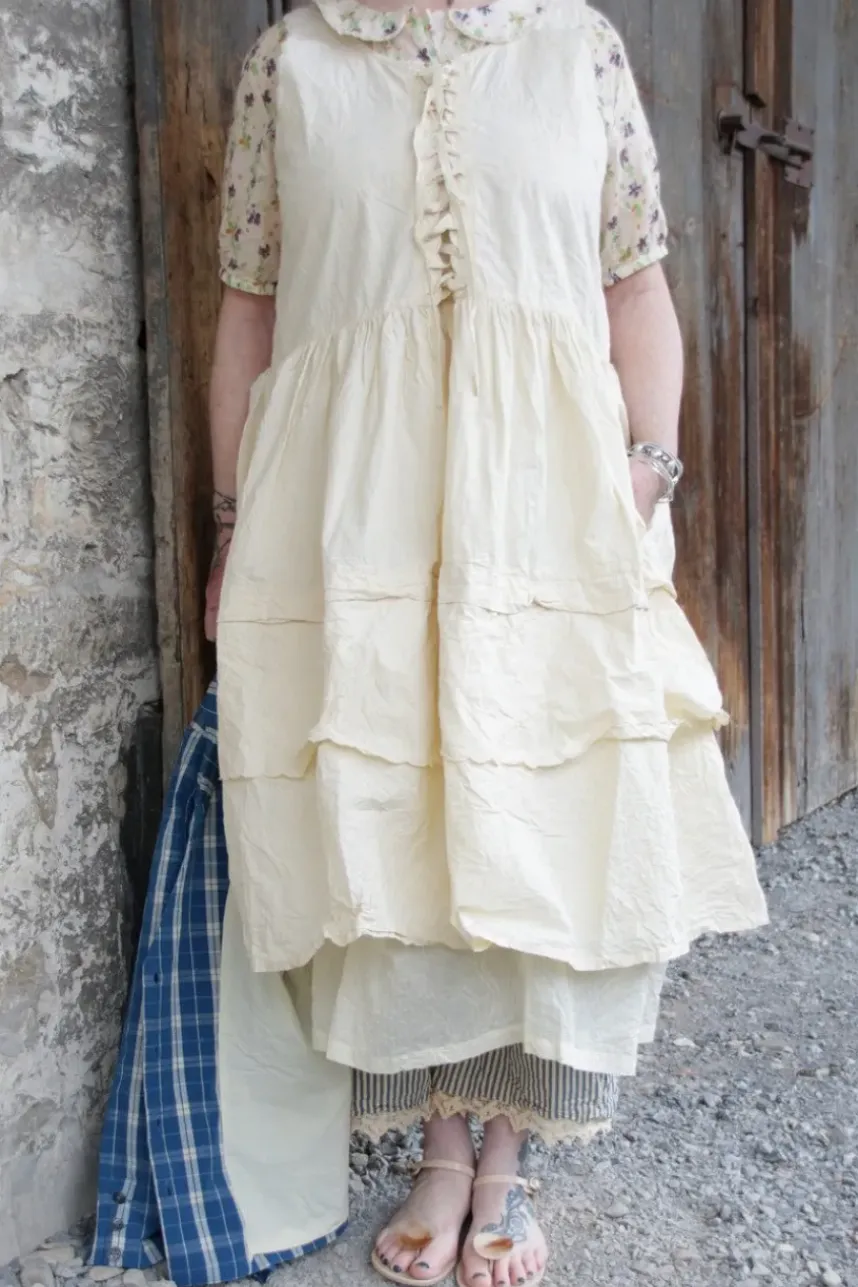 Ewa i Walla Kleid 55841 INGALILL in pastellgelb (vanilla) - reine Knitterbaumwolle