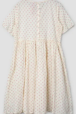Ewa i Walla Kleid 55835 JENNIFER in creme mit rosenroten Dots (rose dot voile) - softer Voile