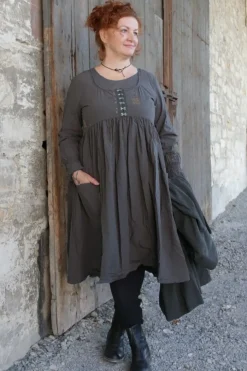 Ewa i Walla Kleid 55758 MYRA in grey/steingrau - reine Knitterbaumwolle