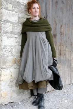 *Ewa i Walla Kleid 55871 NATALIE in grau rose zart gestreift - reine Baumwolle